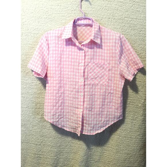 Pink checkered short sleeve pajama shorts set size L - Picture 5 of 8